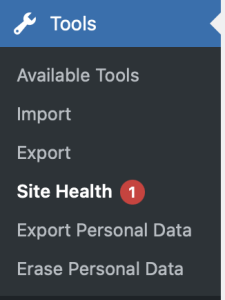 Где найти Site Health в админ-панели WordPress